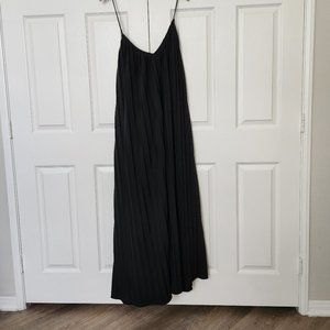 Pleated Crossover Strap Maxi Dress